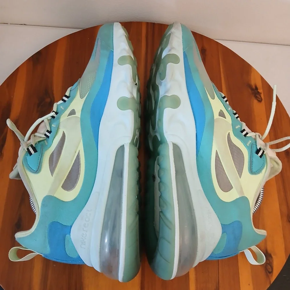 Nike Air Max 270 React Men 10 Blue Green Running Shoes Sneakers AO4971-301